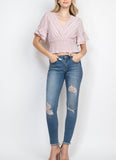 Blush Pink Shimmery Smock waist Top