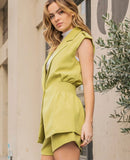 Smock waist Blazer Vest Top