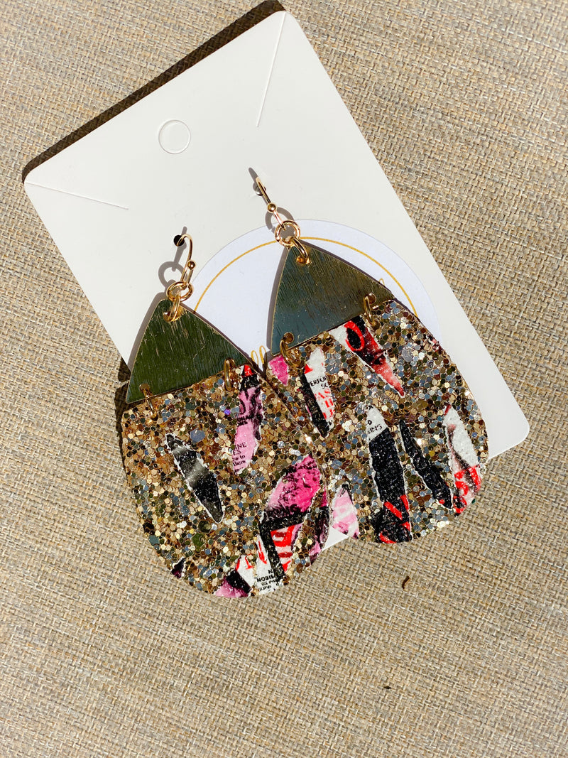 Paper Strip Glitter Earrings