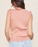 Blush Ruffled Sleeveless Sweater Top