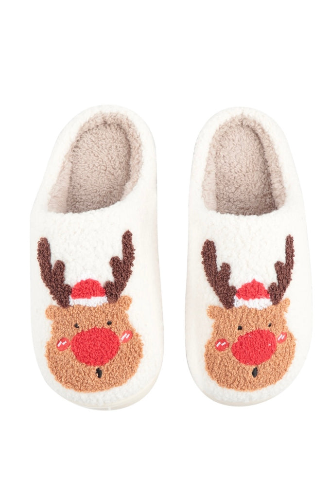 Reindeer Fuzzy Slippers