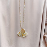 Long Gold Medallion Tassel Necklace