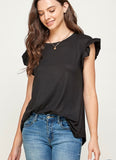 Black Ruffle Sleeve Top