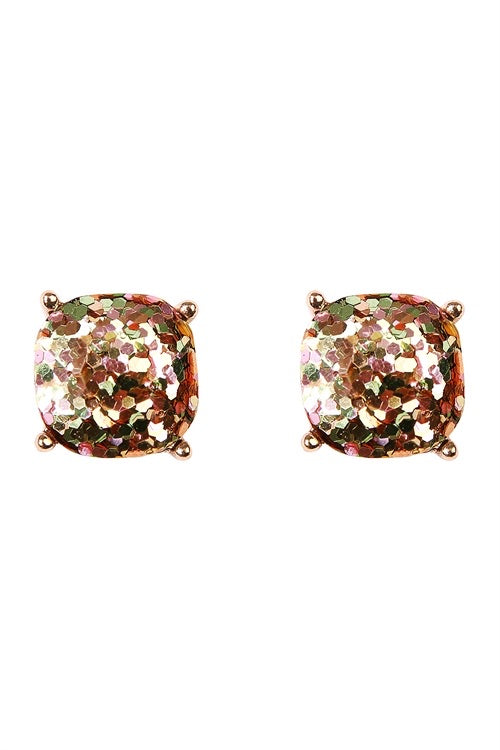 Glitter Gold Stud Earrings