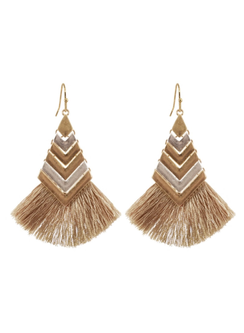 Chevron Fringe Metal Earrings