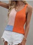 Color Block Knit Sweater Top