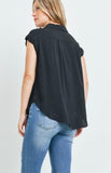 Button Down Collar Sleeveless Top