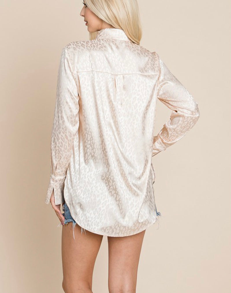 Cream Animal Print Boyfriend Top