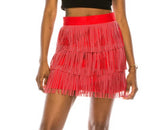 Red Beaded Fringe Skirt