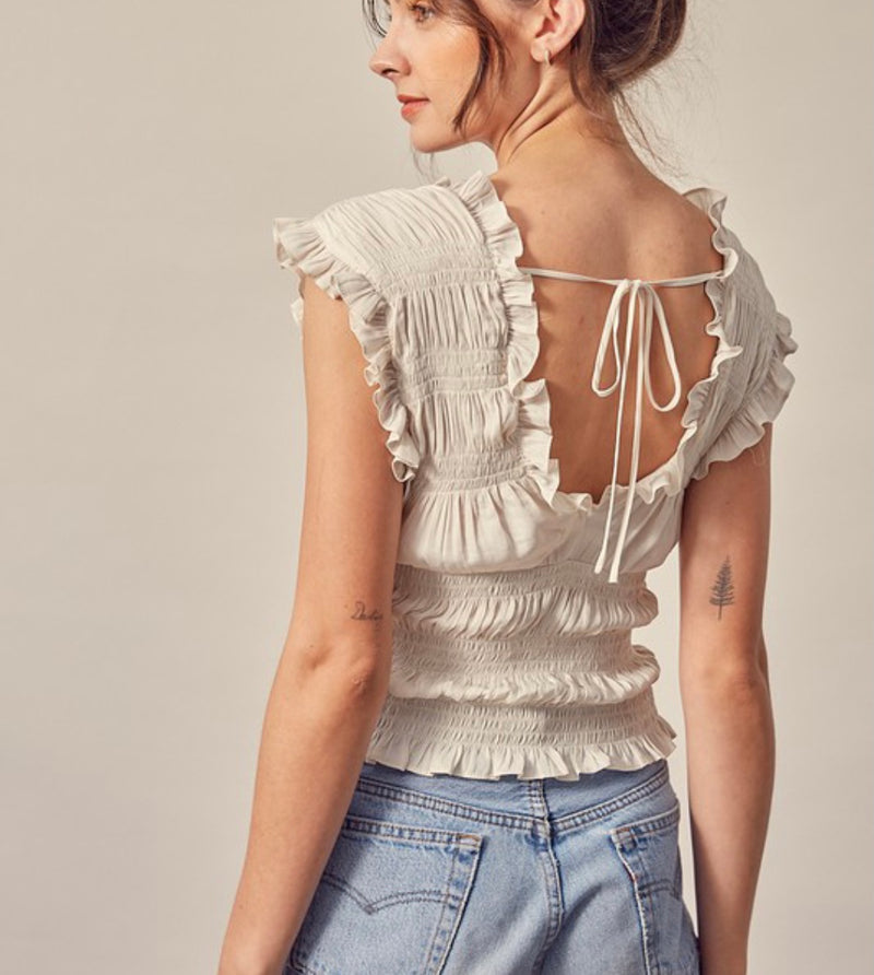 Smock Pleated Ruffle Top