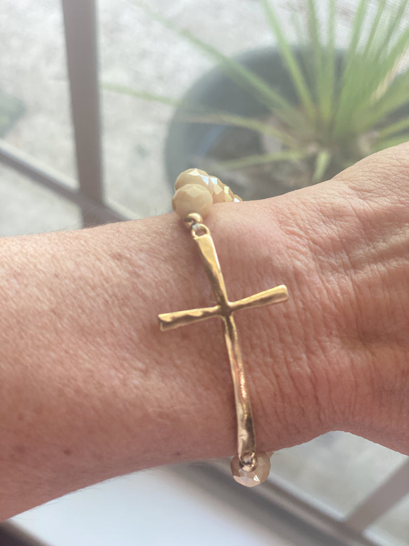 Beaded Stretch Cross Bracelet