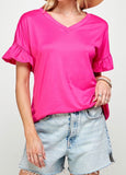 Fuchsia Ruffle Sleeve Top