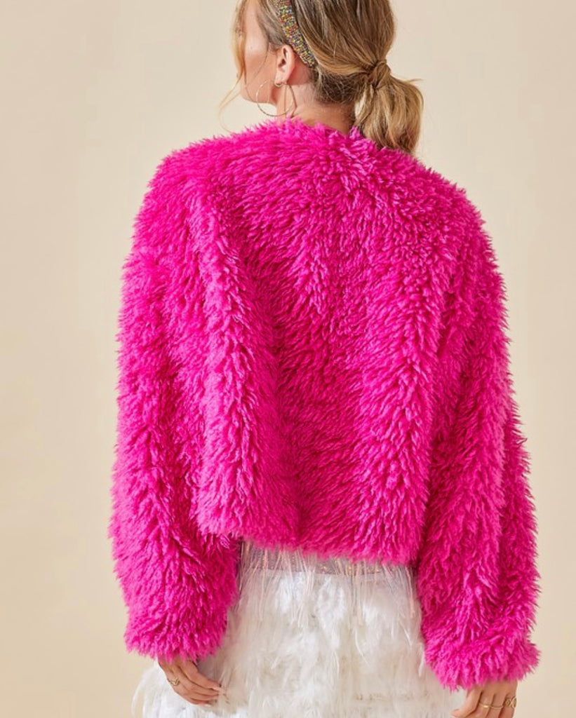 Fuzzy Wrap Hot Pink Coat