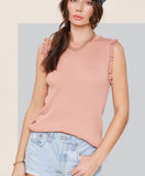 Blush Ruffled Sleeveless Sweater Top