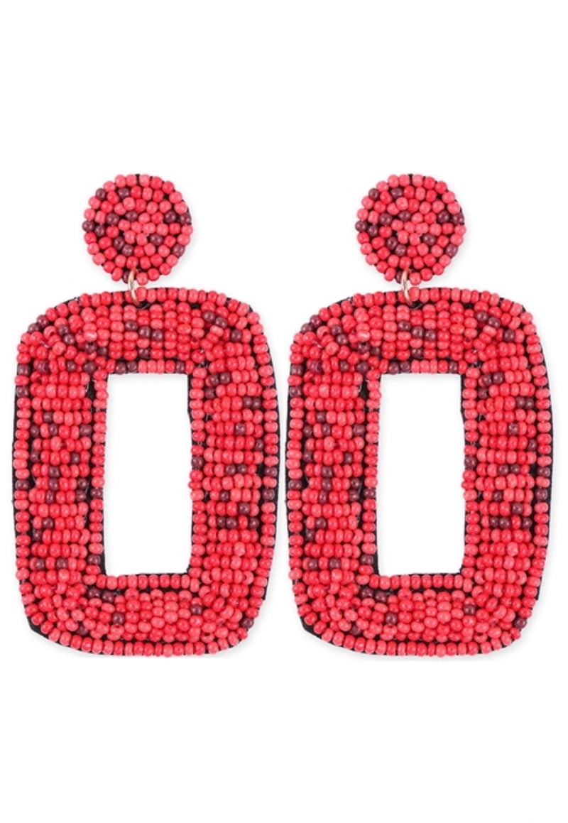Seed Beaded Rectangle Earrings