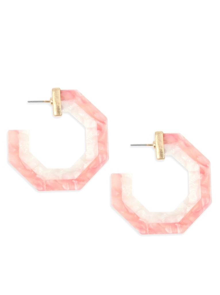 Acrylic Pink and White Hoops