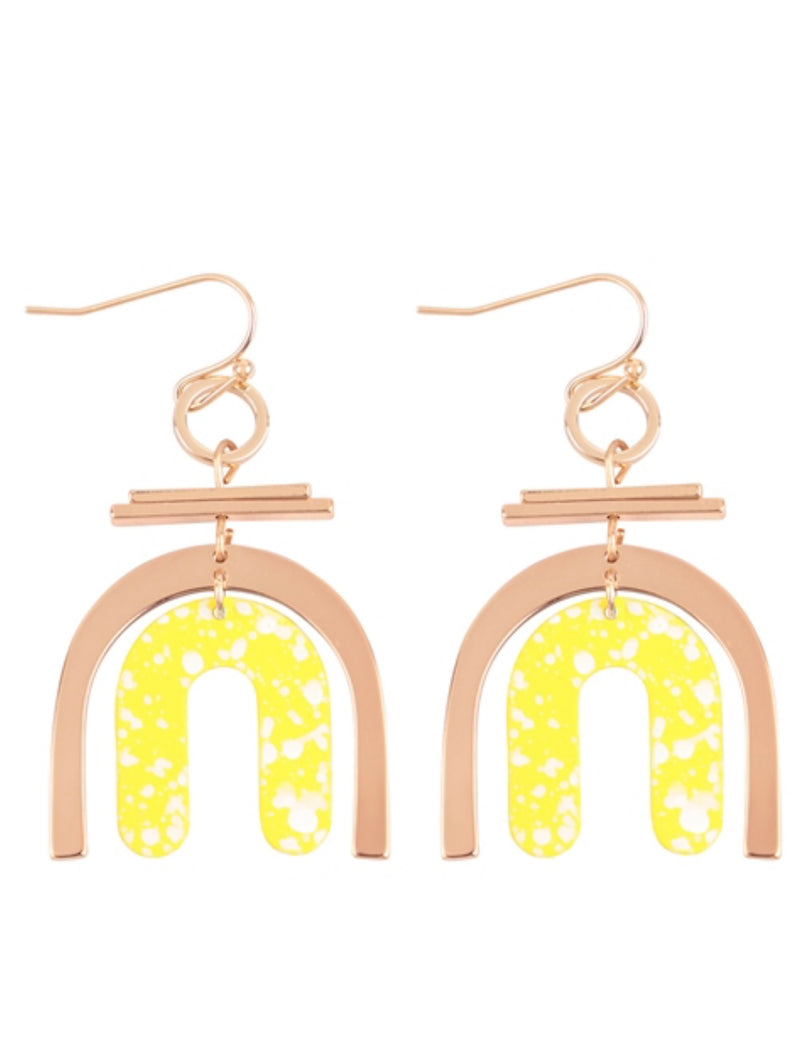 Upside Down U Shape Confetti Drop Earrings