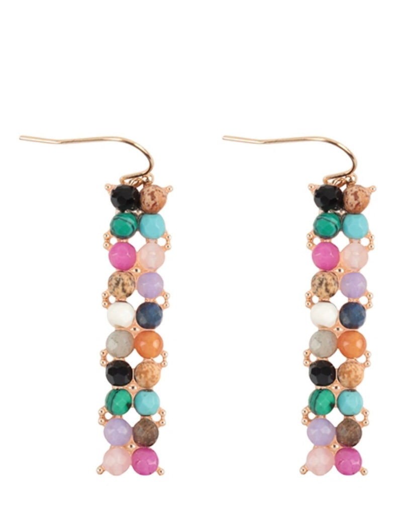 Vertical Bar Stone Drop Earrings