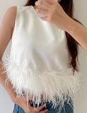 Sleeveless Feathered Tank