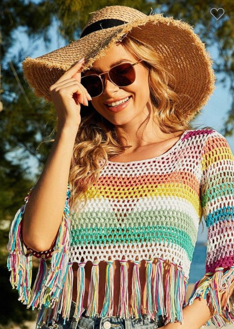 Multi Crochet Fringe Hem Top
