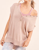 Mocha Button Sleeveless Sweater Top