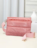 Glossy Pink Puffer Crossbody Bag