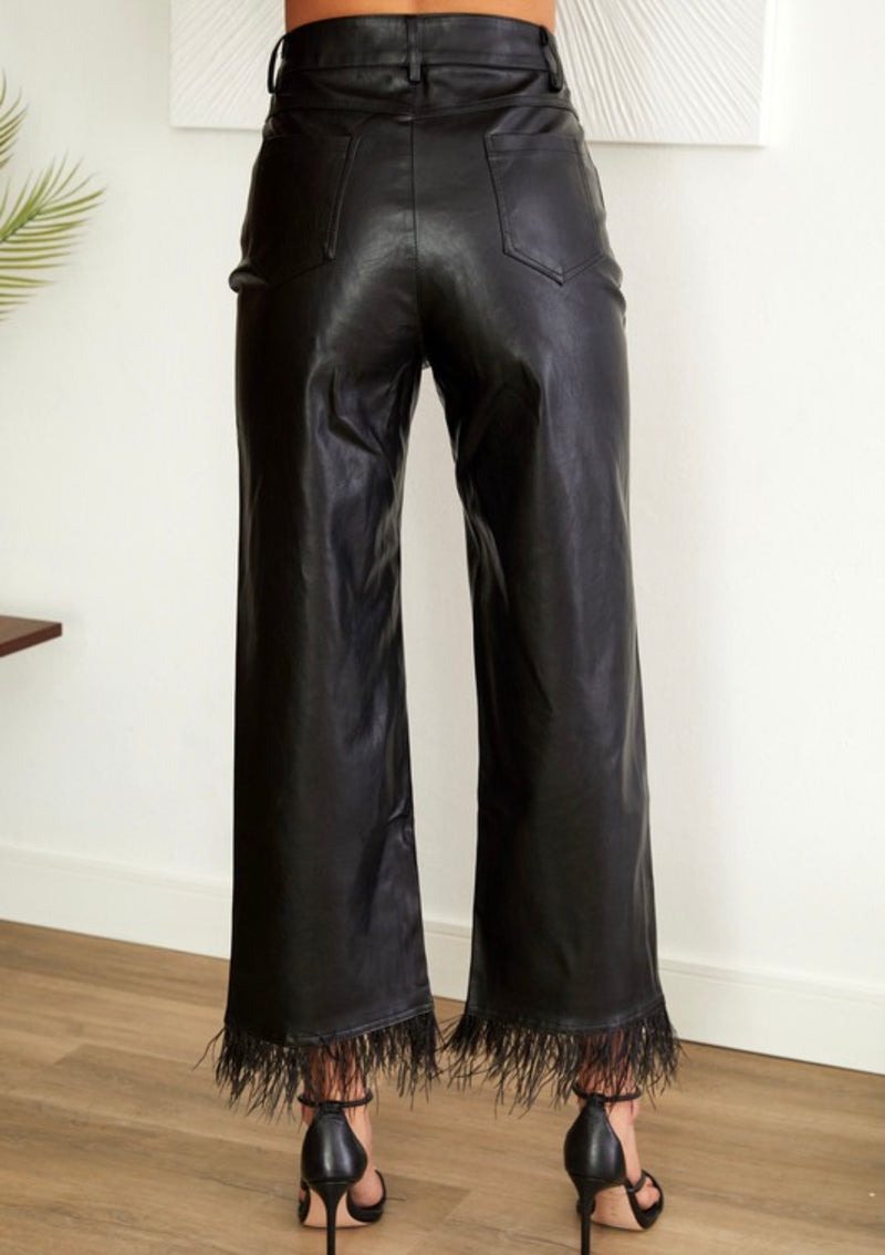 Leather Feather Fringe Pants