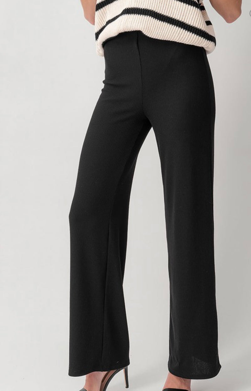 High Rise Ribbed Knit Pants