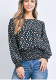 Dalmatian Black Tan Smock Top