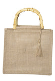 Rattan wooden Handle Handbag