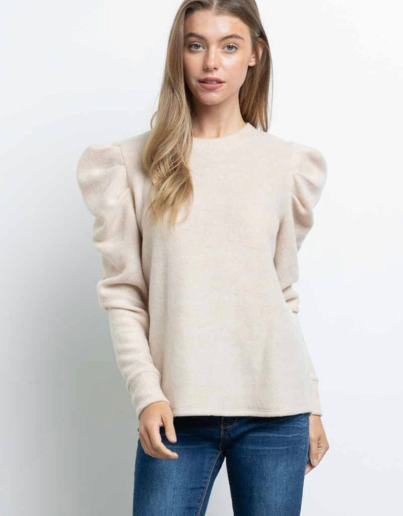 Oatmeal puff Sleeve Sweater