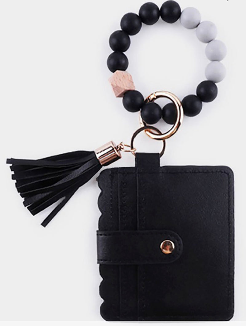 Wooden Bracelet Card Holder Key Ring