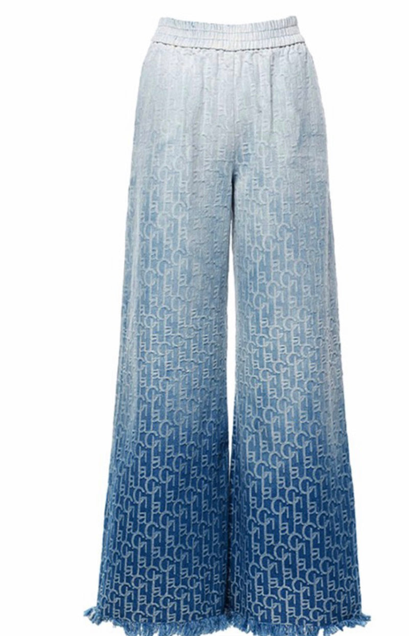 Ombré Flared Raw Hem Jeans