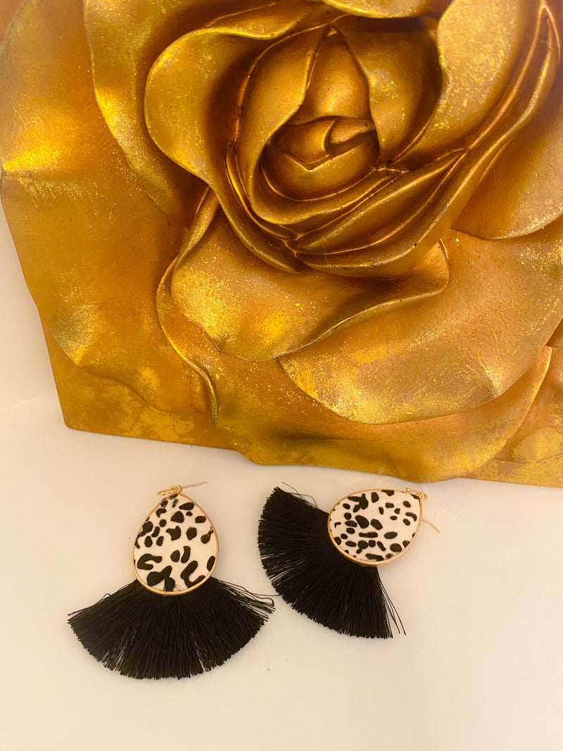 Cow Hide Fringe Earrings