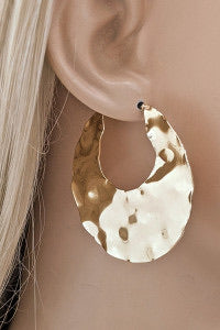 Gold Hammered Crescent Moon Earrings