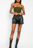 Leather Belted Shorts