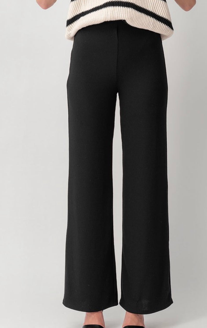 High Rise Ribbed Knit Pants