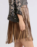 Faux Leather Fringe Skirt