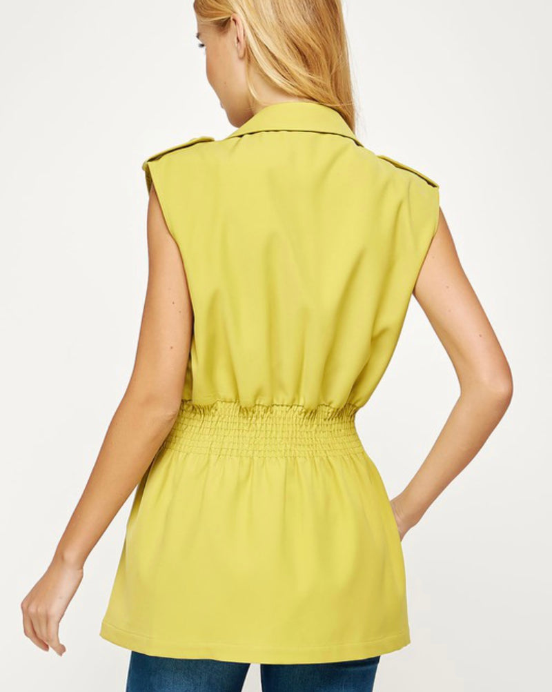 Smock waist Blazer Vest Top