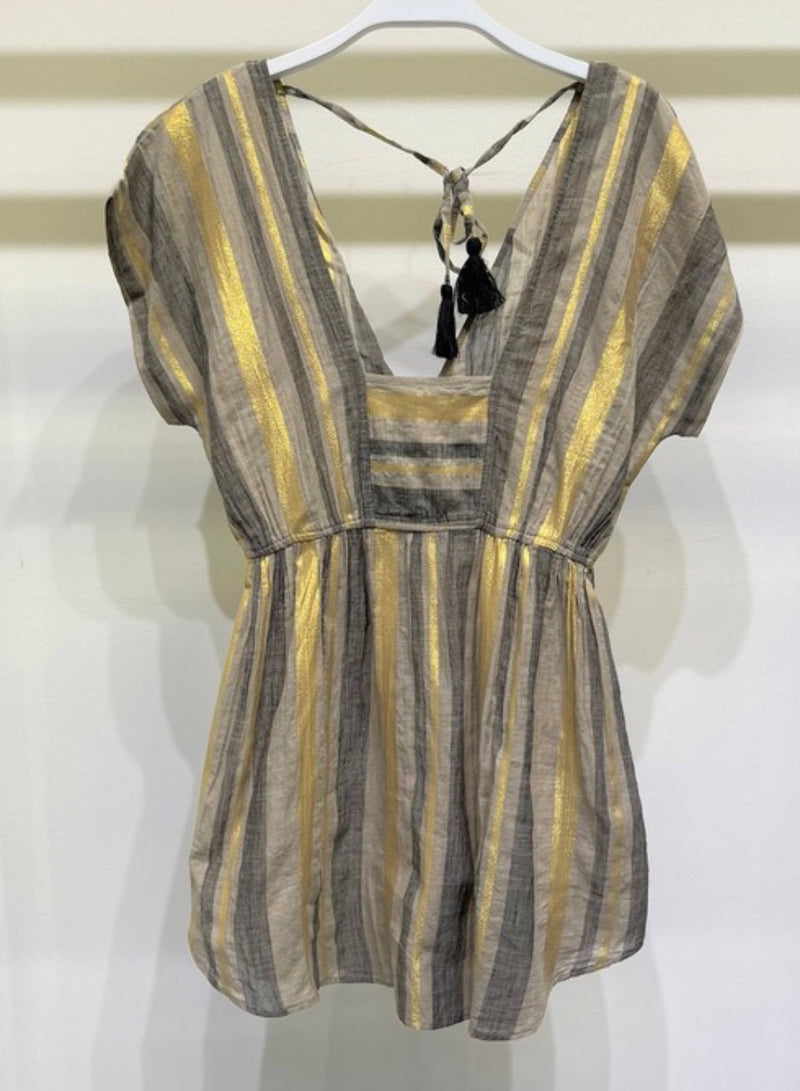 Metallic Gold Stripe Top