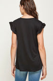 Black Ruffle Sleeve Top