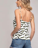 Lime Green Zebra Ruched Cami Top