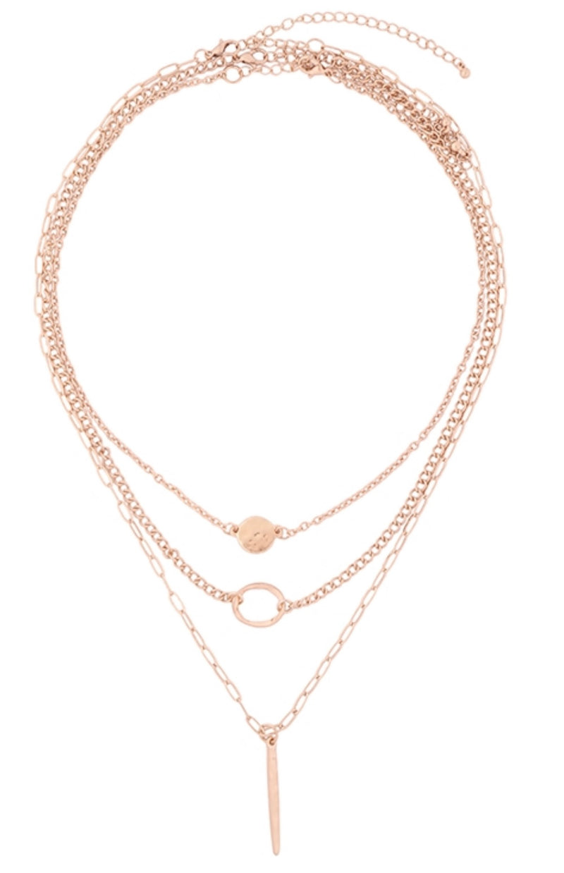 Open Circle Bar layered Necklace