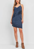 Navy Suede Fringe Dress