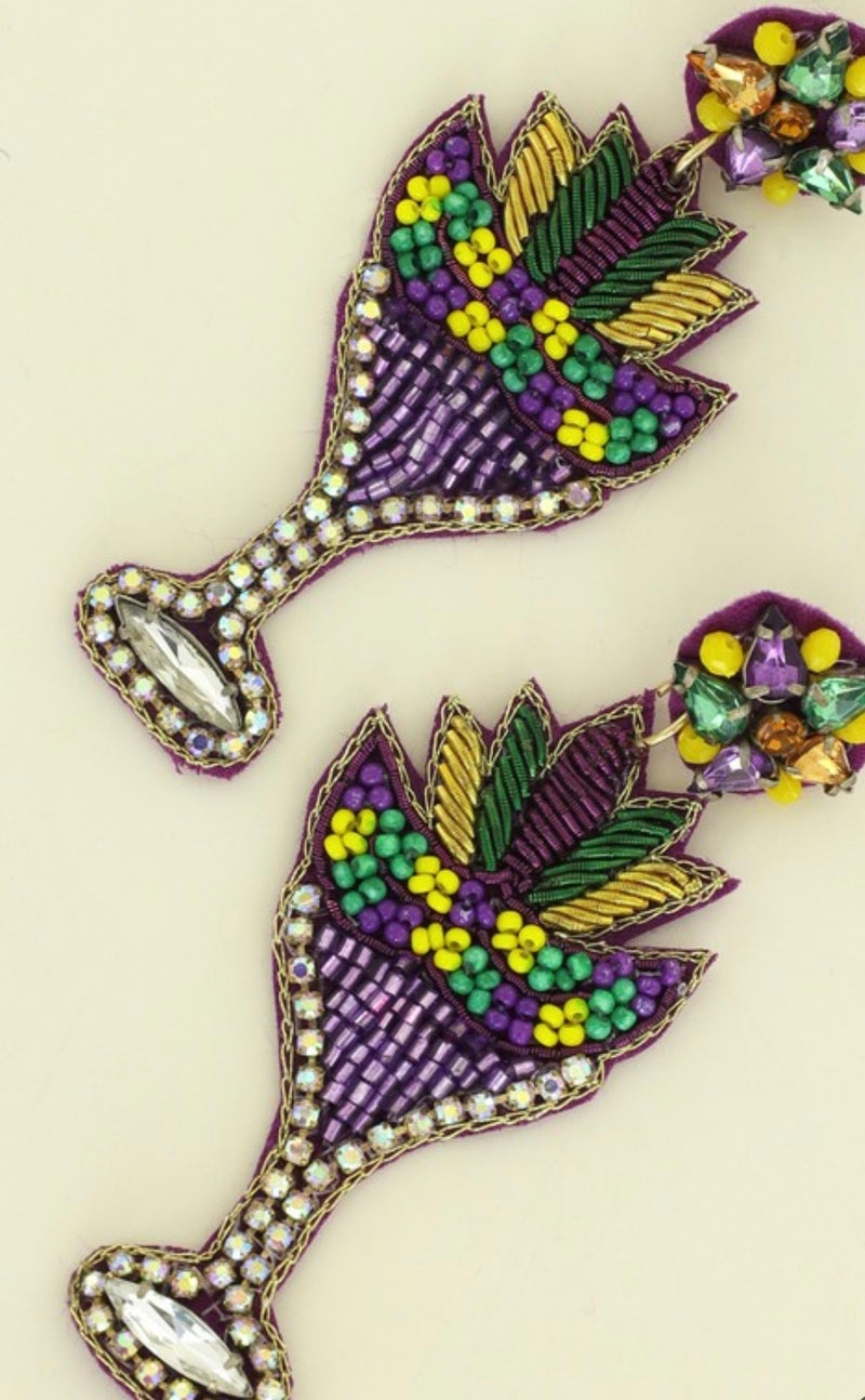 Mardi Gras Queens Cup Earrings