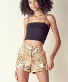 Jungle Print Suede Shorts