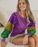 Mardi Gras Sequins Sleeve Top