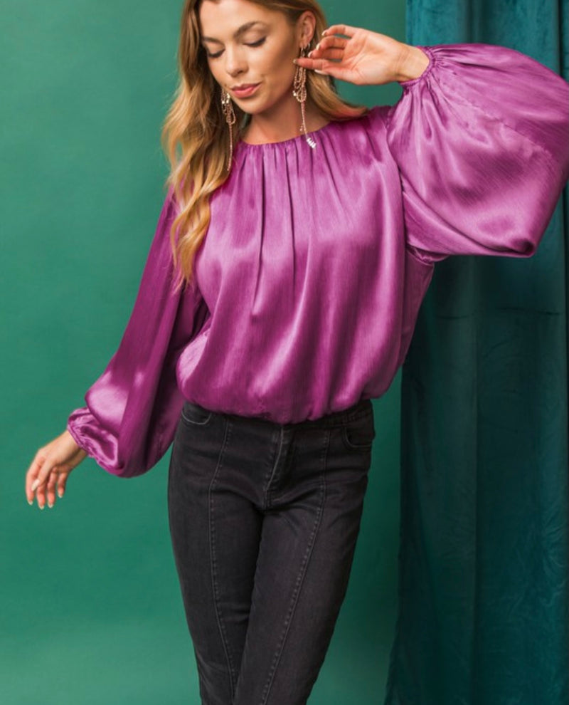 Dark Orchid Peasant Top