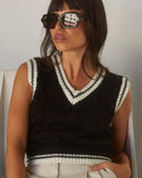 Black and white Cable Knit Vest