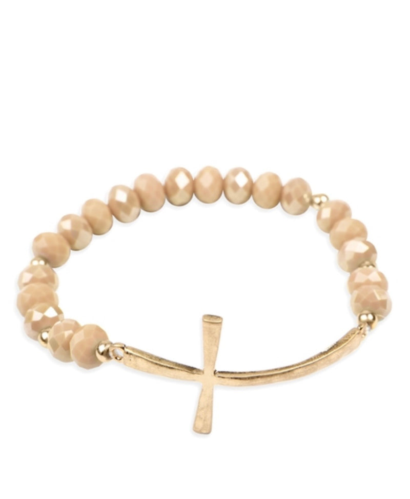 Beaded Stretch Cross Bracelet